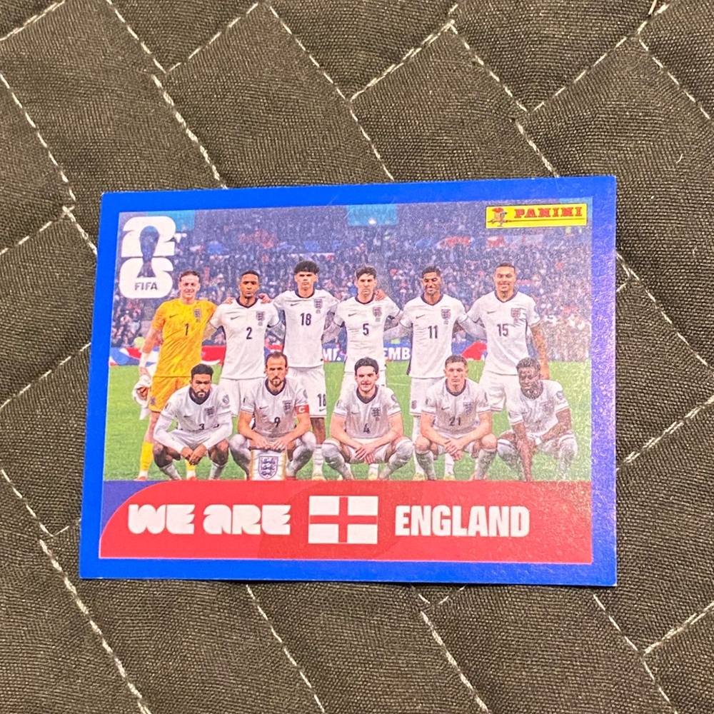 England national team picture panini sticker